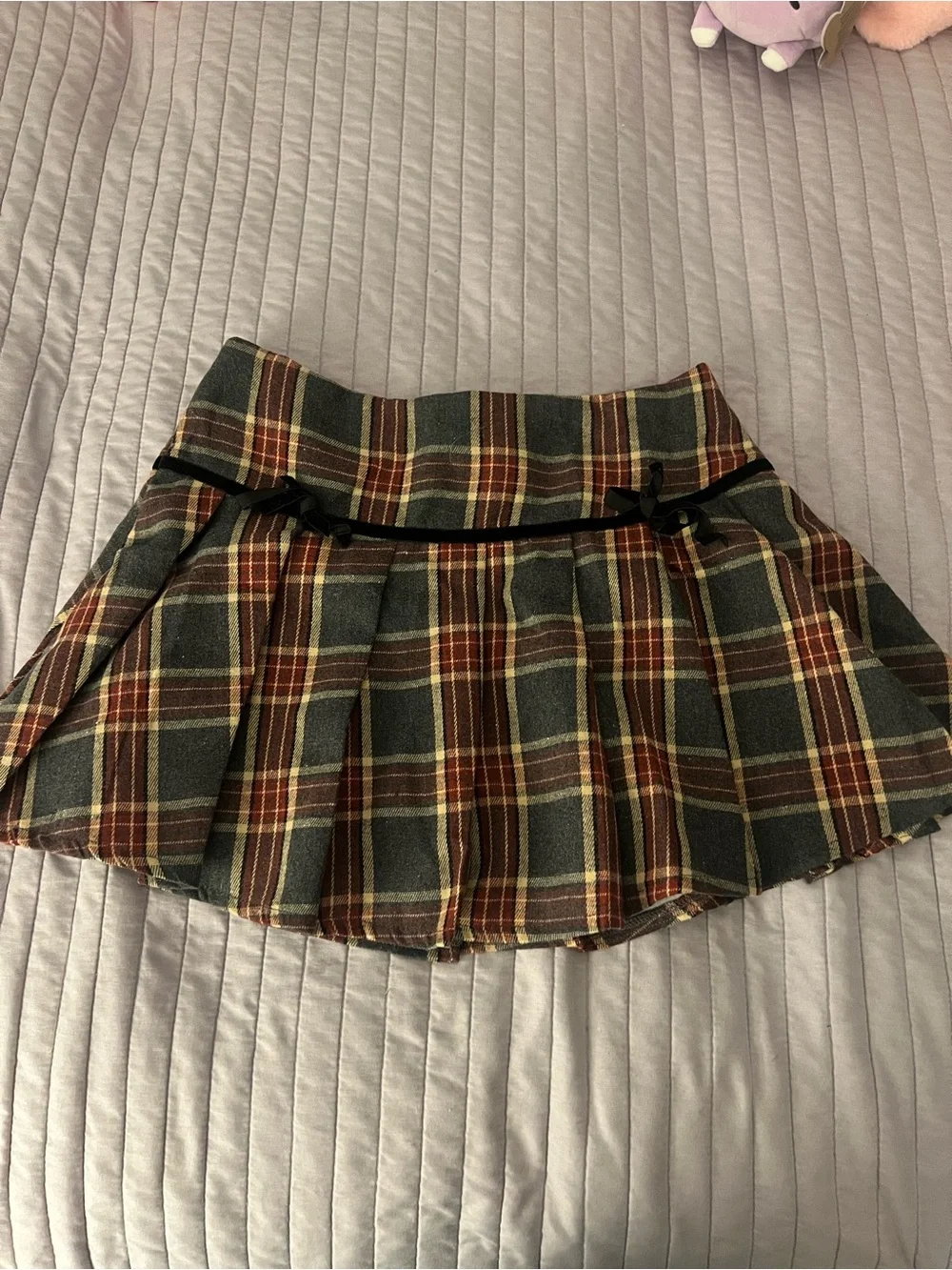 Cider Pleated Plaid Mini Skirt - Size Small